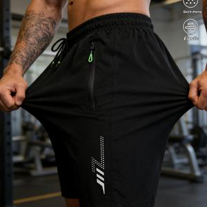 TEMU 남성 패션 캐주얼 반바지 | 가벼운 논스트레치, 비대칭 밑단, 드로스트링 클로저, 여름용 사이드 지퍼 포켓