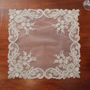 TEMU 1개 폴리에스터 메시 원단, 베이지색 및 커피색 꽃무늬 자수, 프레쉬 스프링 시리즈, 주방 필수품, 화상 방지 플래츠맷, 사계절용, 책상, 커피 테이블, 화장대, 홈 데코레이션에 적합