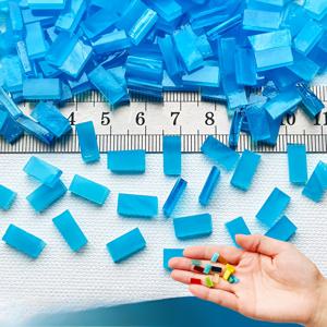 TEMU 미니 블루 유리 조각 98개/1세트 - DIY 직사각형 스테인드글라스용, 수제 캔들 홀더 장식용, 공예용 유리 재료, DIY 공예 재료