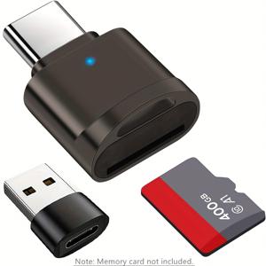 TEMU USB C 메탈 /SD 카드 리더기. 스마트폰, 컴퓨터, 태블릿 및 차량 감시 시스템과 호환됩니다. 고속, 휴대용, 플러그 앤 플레이 디자인으로 휴대폰 메모리 확장 가능.
