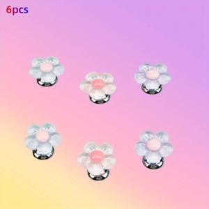 TEMU 6개 다용도 변기 버튼, 손톱 보호용, 변기 시트 리프터 부착, 긴 손톱을 돕는 귀여운 꽃 모양 변기 버튼