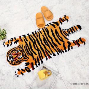 TEMU 귀여운 호랑이 캐릭터 욕실 매트 - 흡수력 좋은 미끄럼 방지, 샤워실·욕조·홈 데코용 - 거실, 세탁실, 침실, 화장실에 적합 - 대형&소형 사이즈로 제공되는 벨벳 매트 (세탁기 사용 가능)