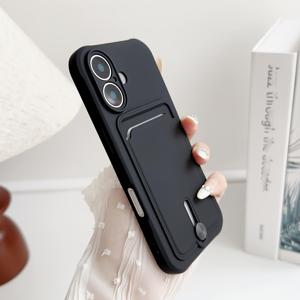 TEMU 휴대폰 케이스: 독특한 카드 슬롯 아이폰 16 15 14 13 프로 맥스 케이스 피부 친화적인 벨벳 안감 낙하 방지