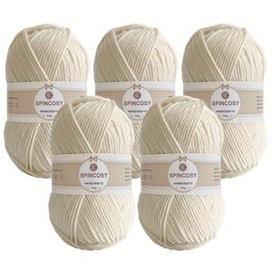 TEMU 5팩 아크릴 얀, 4겹 중간 두께 아크릴 얀, 총 250그램, 손뜨개 얀 스케인, 다양한 색상 제공, 부드럽고 내구성 좋은 스웨터 스카프 얀 세트