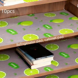 TEMU 두꺼운 냉장고 매트 5개/10개 세트 - 세탁 가능한 주방 냉장고 라이너, 맞춤형 캐비닛 및 서랍 패드, 기름 방지 매트. 쉽게 세척 가능 - 내구성 있는 미끄럼 방지 매트, 선반, 냉동고, 캐비닛에 적합, 스타일리시한 레몬 패턴