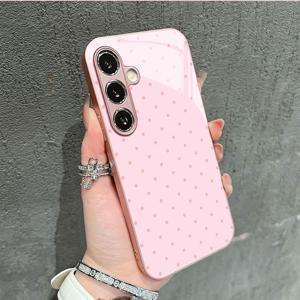 TEMU 휴대폰 케이스 - 핑크 폴카 도트 배경 패턴, 삼성 S25PLUS, S25ULTRA, A53, A54, A55, A05, A13, A14, A15, A33, A34, A36, A52, NOTE10, NOTE20, S20FE, S20ULTRA, S21+S21ULTRA, S22+, S23FE, S23PLUS 호환