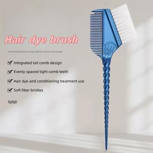 TEMU 일체형 빗이 있는 전문가용 염색 브러시 - 각진 염색 브러시, 테이퍼드 테일 및 핸들, 나일론 강모 및 깃털형 팁, 뿌리 터치업, , 탈색용으로 적합 - 정밀한 스타일링을 위한 살롱용 염색 브러시 - 살롱 및 가정용으로 적합
