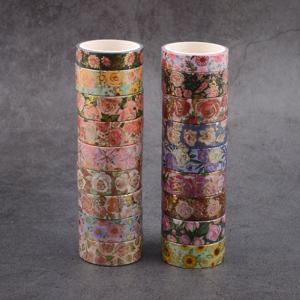 TEMU 18롤 3M/118인치 창의적인 장식용 화시 테이프, 플로럴 골드 포일 디자인