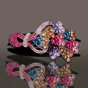 TEMU 1PS 고급 라인스톤 오리발 클립, 머리 뒤 스타일링을 위한 헤어핀, 여성 데일리 업스타일 및 파티 및 댄스에 적합하며 고급스러운 느낌을 주는 제품입니다.