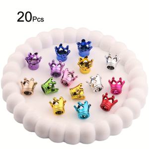 TEMU 20/60개 작은 왕관 아크릴 비즈 모자 왕관 장식 비즈 수제 비즈 체인 비즈 펜 장식 재료, 대량 학교 용품 키트, 신학기 용품, 크리스마스, 할로윈, 추수감사절, 새해 펜 장식에 적합