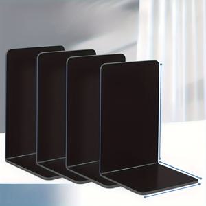TEMU 4개 세트, 블랙 스타일 책꽂이, 탁상용 책꽂이, 책장 클립, 책 받침대, 대형 탁상용 수납함, 장식용 북스토퍼, 사무용품용