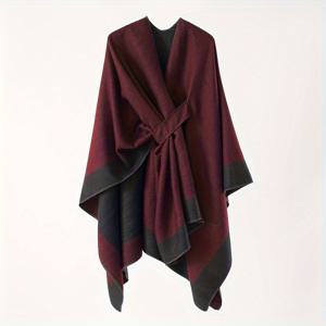 TEMU 에어컨 방에서 외출할 때 테두리가 있는 단색 숄 스카프