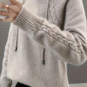 TEMU 2025년 신상 가을/겨울 여성용 일본 & 한국 스타일 단색 드로스트링 후드 풀오버 상의, 여성용 겨울, 여성용 카니발 코스튬, 카니발 축제 의상, 생일, 휴일, 발렌타인데이, 베스트 프렌드의 날, 부활절, 라마단, 우아한 파티 여성 의류, 인기 한국 여성용 겨울 스웨터, 고품질 보온 스웨터