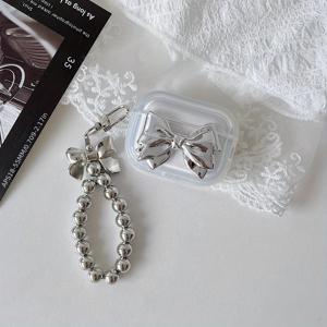 TEMU 애플 4세대 / 프로 2/2/3세대 이어폰에 적합한 한국 스타일 전기도금 보우 체인 팬텀 헤드폰 케이스 소프트 쉘 - 발렌타인데이를 위한 완벽한 선물