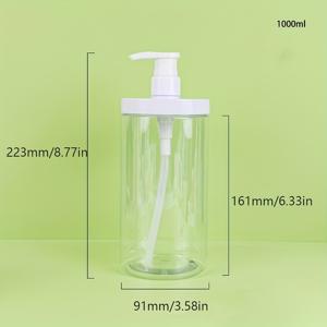 TEMU 대용량 리필 가능한 펌프 디스펜서 병 - 샴푸, 컨디셔너 및 로션용 클리어 와이드 마우스 - 튼튼한 PET 소재, 500/1000ml