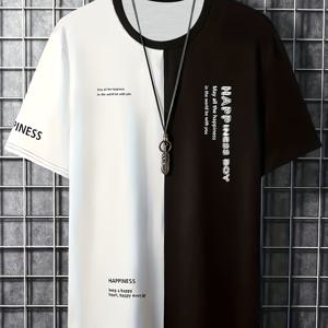 TEMU 남성 봄, 여름, 가을 컬러 블록 레터 