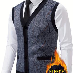 TEMU 새로운 남성용 가디건 스웨터 조끼, 가을/겨울용, 따뜻하고 핏 좋은 니트, 키높이감과 슬림함을 연출하는 스타일리시하고 편안한 캐주얼 아우터