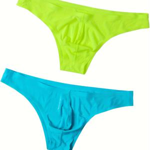 TEMU 2개 남성용 아이스 실키 파이버 팬티 - 슬림핏 무봉제 통기성 속옷, 미드 스트레치 단색 탄력 밴딩 & 앱리케 디테일, 러닝·헬스·캐주얼 착용 가능 - 세탁기 사용 가능, 신축성 원단