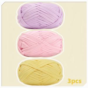 TEMU 마카롱 색상의 굵은 원단 스트립 3롤, 부드럽고 탄성 우수, 핸드백, 슬리퍼, 카펫 직조에 적합하며 공예 프로젝트에 사용 가능