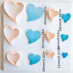 TEMU 발렌타인데이를 위한 6개 세트의 하트 모양 폴리머 클레이 컷터. 귀걸이 및 펜던트 제작을 위한 다양한 크기의 하트 모양 몰드 포함.