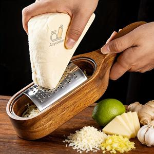 TEMU 스테인리스 스틸 치즈 강판 1개, 나무 재질 - 시트러스, 레몬, 치즈, 생강, 마늘 강판용, 치즈 슈레더 - 시트러스 레몬 필러, 생강 마늘 으깨개 - 내구성이 뛰어나고 사용하기 쉬운 주방 도구, 부모님, 친구, 이웃, 동료에게 선물용, 가족 저녁 식사, 사무실 파티, 생일 선물, 집들이 선물용