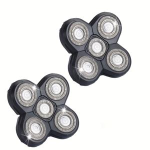 TEMU 면도기용 교체 헤드 2개 세트, 5D 블레이드 면도기, 남성용 전동 면도기 교체 헤드