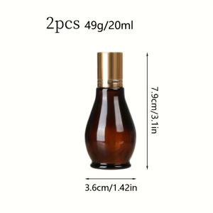 TEMU 2개 호박형 유리 볼 병, 플라스틱 뚜껑, 리필 가능한 향수, 에센셜 오일 롤러 병, 빈 액체 용기 병 (10ml/0.34oz, 20ml/0.68oz, 30ml/1.01oz), 여행 시 휴대하기 쉬움