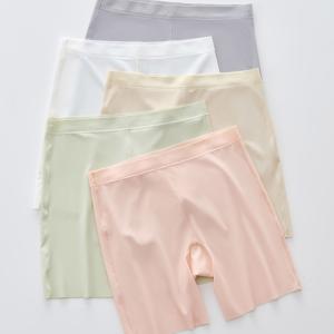 TEMU 여아용 편안한 비침 방지 고탄성 속옷 5개 랜덤 조합, 아동용 여름 얇은 경량 부드럽고 편안하며 통기성 좋은 안전 팬티, 여아용 반바지, 원피스, 댄스 반바지, 아동용 레깅스, 단색 패턴, MIANZHI