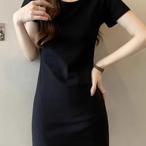 TEMU 여성용 여름 리브드 베스트 드레스 로우 라운드넥 슬림핏 민소매 타이트 미니 드레스