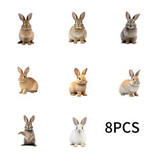 TEMU 8개 리얼리스틱 토끼 패턴 장식 스티커 - 플라스틱, 광택, 일회용, 문구류 장식, 노트북, 물컵, 수하물, 테이블, 유리 및 기타 매끄러운 표면에 적합