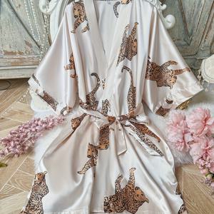 TEMU 10대 '패셔너블 캐주얼 프린트 잠옷 로브 목욕 가운, 십대용