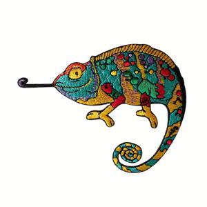 TEMU 1개 컬러풀 자수 패치 - 생생한 동물 어플리케, 재킷 및 배낭용 내구성 있는 폴리에스터 아이언-온 패치, 파충류 애호가 & 자연 사랑하는 사람들을 위한 창의적인 선물