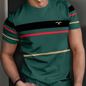 TEMU 남성 캐주얼 크루넥 티셔츠, 폴리에스터 니트 원단, 핏되는 스타일, 반팔 티셔츠, 3D 숫자 및 레터 프린팅의 캐주얼 트렌드, 약간의 신축성, 여름 패션 상의에 적합