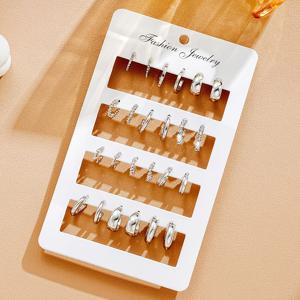 TEMU 여성을 위한 세련된 미니멀 캐주얼 눈물방울 기하학적 귀걸이 24개 세트 – 데이트, 휴가, 파티, 이브닝 이벤트, 결혼식 및 일상복에 이상적