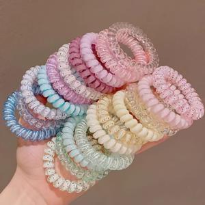 TEMU 20개 컬러풀 하트 모양 포도 코코넛 도트 폰 코드 헤어밴드, 여름 신선한 다기능 믹스 스타일