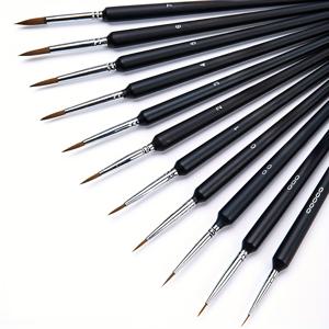 TEMU 11 브러시, 내구성이 뛰어난 작은 노란색 늑대 브러시 - 아크릴, 오일, 수채화, 얼굴, 손톱, 스케일 모델 페인팅, 라인 드로잉에 적합