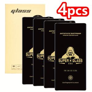 TEMU 삼성 S26, S25 Ultra, S24, S23 Plus, S22, S21 호환 4개 세트. 9H 경도 강화 유리, 빠른 지문 잠금 해제, 초슬림 , 고화질 선명도, 뛰어난 투명성을 특징으로 합니다.