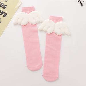 TEMU Knee-High 양말 봄/가을 여아용 하이 삭스 아기 날개 공주 만화 미드 삭스