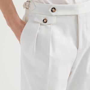 TEMU 2025 봄/가을 신상 경량 비즈니스 엘레강스 캐주얼 이탈리아 나폴리 하이웨이스트 레그 남성용 바지