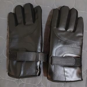 TEMU 2개 남성용 고품질 인조 가죽 터치스크린 겨울 장갑 - 블랙, 추위 방지 모터사이클 액세서리, 겨울 장비, 야외 활동용품, 캐주얼 스타일, 내구성 있는 소재, 테크사이비 사용자 및 아웃도어 애호가를 위한 제품