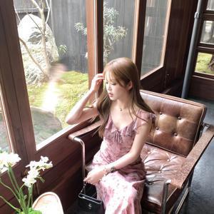 TEMU 여성용 도파민 빈티지 나비 프린트 러플 드레스, 여름 우아한 허리 주름 무릎 길이 스커트