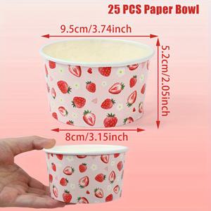 TEMU 25개입, 파티 팩, 딸기 종이 그릇, 핑크 딸기 패턴 종이 그릇, 일회용 종이 그릇, 딸기 테마 파티 장식, 웨딩 신부 파티 장식, 생일 파티 용품, 샤워 파티 장식, 테이블 장식, 테마 파티웨어, 축제용 테이블웨어, 튼튼한 종이 컵, 가벼운 그릇, 일회용 그릇, 대량 파티웨어, 신부 샤워, 이벤트 플래너 크리스마스, 새해