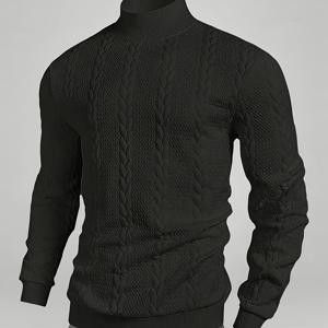 TEMU 남성용 터틀넥 니트 스웨터 - 커플, 집, 캐주얼 외출, 할로윈에 적합 - 기하학적 패턴이 특징인 긴소매 풀오버는 케이블 니트 기술로 제작되었습니다.