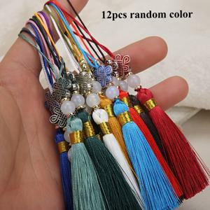 TEMU 6/12개 중국식 매듭 태슬 비즈 – DIY 북마크, 헤어 액세서리 & 패션 참 장식 (빨강, 노랑, 파랑, 분홍, 보라) – 폴리에스터 실, 웨딩 & 공예 프로젝트에 완벽