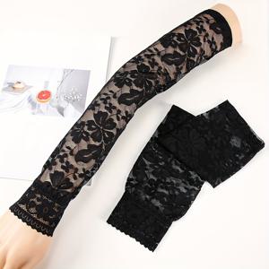 TEMU 여성 여름용 팔토시 한 쌍, 섹시한 롱 레이스 팔 커버, 통기성 좋은 운전 장갑, 타투 커버용 고탄력 슬리브, 스타일리시한 팔 커버