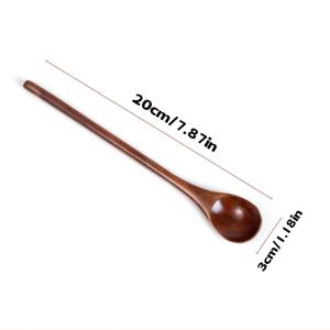 TEMU 일본식 나무 숟가락, 꿀 숟가락, 긴 손잡이 나무 젓가락, 미니 커피 숟가락, 젓가락 스틱, 얇은 손잡이 나무 숟가락