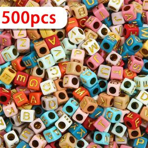 TEMU 500개 사각 아크릴 컬러풀 골든 레터 비즈 A-Z 큐빅 레터 루스 비즈, 주얼리 제작, 목걸이, 귀걸이, 키체인, 스웨터 체인, 휴대폰 펜던트 및 공예 추가 (컬러풀 골든)