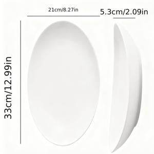 TEMU 딥보트 피쉬 플레이트 1개 - 우아한 타원형 세라믹 플래터 - 가정 및 레스토랑용 고품질 화이트 디너 플레이트, 생선 및 고급 요리 서빙용으로 완벽