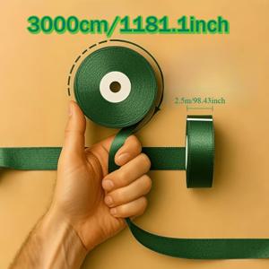 TEMU 2.54cm x 30m 그린 광택 새틴 리본 롤 - 선물 포장, 웨딩 장식, 공예, 헤어 보우 & 파티 용품을 위한 반짝이는 부드러운 와이드 리본 - 내구성이 뛰어난 새틴 테이프, 크리스마스, 생일, 리본에 적합