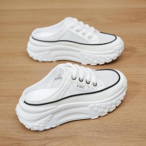 TEMU 봄 여성용 슬리퍼; 활용도 높은 캐주얼 여름 샌들; 플랫, 편안함, 통굽, 통기성 있는 메쉬 갑피, 여성 신발